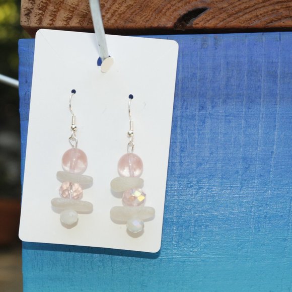 Ocean Tumbled Hand Crafted Sea Glass Earrings - Picture 3 of 3